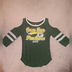 Green Bay Packers Womens Cold Shoulder Top Sz M